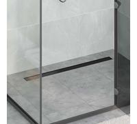 QUAHEAS Bonde de douche 2 en 1 noir en acier inoxydable 304, longueur 100 cm, hauteur réglable de 0 à 30 mm, avec bonde de vidage, siphon, siphon, siphon, filtre à cheveux pour douche et sol de salle