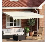 QUAHEAS Cadre d'auvent manuel avec LED crème et blanc, 3 x 2 m, tissu polyester résistant aux intempéries, bras articulés extensibles, résistant aux UV, autoportant, pour jardin, terrasse, balcon