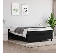 QUAHEAS Cadre de lit à Lattes Noir en Tissu 140x190 cm avec Pieds Robustes, Structure Plateforme Durable pour Chambre Adulte, sommier Support Matelas, Design épuré et Stable