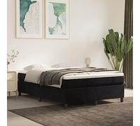 QUAHEAS Cadre de lit à Lattes Noir en Velours 140x190 cm avec Pieds Robustes Structure Plateforme pour Chambre Adulte Enfant, sommier Support Matelas Confortable et Design capitonné