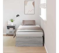QUAHEAS Cadre de lit avec Rangement Gris Sonoma en Bois Massif 70 x 190 cm pour Chambre Adulte Enfant, Structure Plateforme avec sommier, tiroir Coffre Pratique et Support Durable