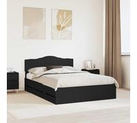 QUAHEAS Cadre de lit avec tiroir Noir 140 x 190 cm en Bois d'ingénierie avec Rangement intégré, tête de lit élégante, Structure Plateforme Robuste pour Chambre Adulte ou Enfant