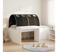 QUAHEAS Cadre de lit avec Tunnel 3 pièces en chêne Artisanal et Noir pour Chambre Adulte et Enfant, Structure en Bois d'ingénierie avec sommier à Lattes, Espace de Rangement, Mezzanine ou gigogne