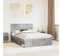 QUAHEAS Cadre de lit béton 140 x 190 cm en Bois de pin Massif avec sommier à Lattes, Structure Robuste et Design Moderne pour Chambre Adulte, Facile à Nettoyer et Durable