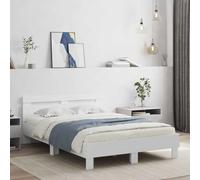 QUAHEAS Cadre de lit Blanc 120x190 cm avec sommier à Lattes en Bois d'ingénierie pour Chambre Adulte ou Enfant, Support Robuste, Structure Stable, idéal pour dortoir Studio ou Chambre d'ado