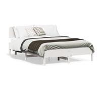 QUAHEAS Cadre de lit Blanc 120x190 cm en Bois de pin Massif avec tête et Pieds Robustes pour Chambre Adulte ou Enfant, Support Stable, idéal pour dortoir, Studio ou Chambre d'ado