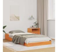 QUAHEAS Cadre de lit Brun Cire 75 x 190 cm en Bois Massif pour Chambre Adulte ou Enfant avec Support de Matelas Robuste et Design épuré idéal pour Couchage Simple ou Mezzanine