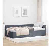 QUAHEAS Cadre de lit d'angle en Velours Gris foncé 80 cm x 200 cm avec Support à Lattes, Design en L, Adaptable pour Chambre Adulte ou Enfant, idéal pour Studio, canapé-lit ou Mezzanine