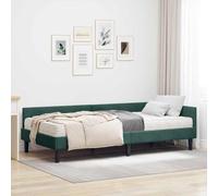 QUAHEAS Cadre de lit d'angle Vert en Velours Soft-Touch avec Matelas Polyester 100x200 cm, Structure contreplaqué à Lattes, tête de lit réglable pour Chambre Adulte, Studio ou Appartement Cosy