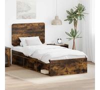 QUAHEAS Cadre de lit en Bois de pin Massif avec tête capitonnée et Plateforme Robuste pour Chambre Adulte ou Enfant 90 x 200 cm, Design Moderne et Facile à Assembler