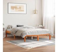 QUAHEAS Cadre de lit en Bois Massif Cire Marron 120x200cm avec sommier Plateforme Stable pour Chambre Adulte ou Enfant, Design Rustique, Support Robuste, idéal pour dortoir Studio ou Chambre d'ado
