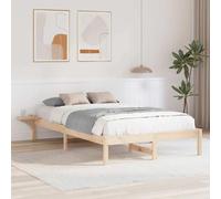 QUAHEAS Cadre de lit en pin Massif Naturel 120 x 200 cm avec sommier à Lattes, Structure Plateforme Robuste pour Chambre Adulte, Studio ou Appartement, Support Durable pour Matelas Petit Double