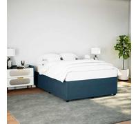 QUAHEAS Cadre de lit en Velours Bleu 140x190 cm avec sommier à Lattes, Structure en Bois Massif pour Chambre Adulte ou Enfant, Pied Stable et Design capitonné offrant Soutien et Confort Optimal