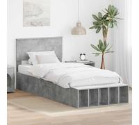 QUAHEAS Cadre de lit Gris béton 70 x 190 cm en Bois d'ingénierie avec Rangement tiroir, sommier Plateforme Robuste, Pieds Ajustables pour Chambre Adulte Enfant Studio