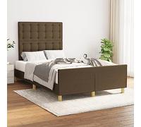 QUAHEAS Cadre de lit Marron foncé 120x200 cm Structure en Bois Massif avec tête réglable Support pour Chambre Adulte ou Enfant, Design épuré et Robuste, idéal pour dortoir, Studio ou Chambre d'ado