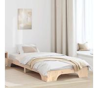 QUAHEAS Cadre de lit Naturel en pin Massif 75 x 190 cm avec Cadre à Lattes, Structure Solide pour Matelas Simple, Design Compact pour Chambre Adulte, Enfant ou Studio