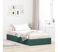 QUAHEAS Cadre de lit Ottoman Vert foncé 100 x 200 cm en Velours avec Rangement à Levage hydraulique Cadre métal thermolaqué poignées carrées pour Chambre Adulte Enfant Studio