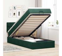 QUAHEAS Cadre de lit Ottoman Vert foncé 100x200 cm Velours avec Matelas Ressorts ensachés surmatelas Rangement tiroir Coffre sommier Plateforme pour Chambre Adulte Enfant