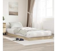 QUAHEAS Cadre de lit surélevé Sonoma en Bois d'ingénierie 80 x 200 cm avec Lattes Support Matelas pour Chambre Adulte Enfant Studio Appartement, Structure Plateforme Mezzanine gigogne Rangement