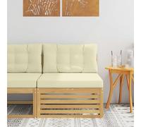 QUAHEAS Canapé central d'extérieur en bois d'acacia massif blanc 83 x 79 x 73 cm avec coussin et dossier, canapé de jardin résistant aux intempéries pour terrasse, balcon, véranda et jardin d'hiver