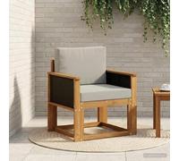 QUAHEAS Canapé central d'extérieur en bois d'acacia massif naturel avec coussin rembourré, résistant aux intempéries, extensible pour balcon, terrasse, véranda et jardin d'hiver
