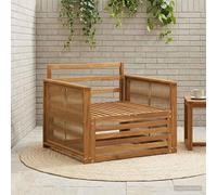 QUAHEAS Canapé central d'extérieur naturel en bois d'acacia massif résistant aux intempéries avec coussin et coussin, extensible comme élément pour terrasse, balcon, jardin d'hiver, salon, véranda
