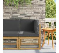 QUAHEAS Canapé d'angle d'extérieur en bois d'acacia massif, blanc, canapé de jardin, salon avec coussins, résistant aux intempéries, extensible, pour balcon, terrasse, véranda et jardin d'hiver