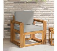 QUAHEAS Canapé d'extérieur en bois d'acacia massif et polyester, canapé de jardin résistant aux intempéries avec coussin rembourré, salon modulaire pour terrasse, balcon, véranda et jardin d'hiver