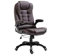 QUAHEAS Chaise de bureau en cuir synthétique marron ergonomique réglable en hauteur avec accoudoirs et dossier pivotant à 360 degrés roulettes silencieuses Charge maximale 110 kg pour le bureau à