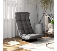 QUAHEAS Chaise de sol pivotante en tissu gris clair avec dossier réglable en 5 positions, pliable et rotatif à 360°, siège ergonomique avec rembourrage, idéal pour la méditation, les jeux, la lecture