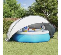 QUAHEAS Dôme de piscine pliable gris et orange 472 x 460 x 229 cm en polyester résistant aux UV imperméable avec sac de transport et tendeurs Idéal comme couverture de piscine, protection contre les