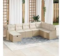 QUAHEAS Ensemble canapé Jardin modulable 8 pcs polyrotin avec Coussins résine tressée extérieur Patio terrasse Balcon Salon Meuble Fauteuil Banquette Table Chaise encastrable Pliant
