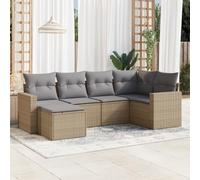 QUAHEAS Ensemble de canapé de jardin 6 pièces avec coussins en polyrotin beige, résistant aux intempéries, hydrofuge, salon modulaire pour balcon, terrasse, véranda et jardin d'hiver
