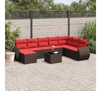QUAHEAS Ensemble de canapé de jardin 9 pièces en polyrotin marron avec coussins, meubles de salon modulaires extensibles pour balcon, terrasse, véranda et jardin d'hiver