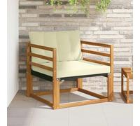 QUAHEAS Ensemble de canapé d'extérieur en bois d'acacia massif naturel avec coussin et coussin, canapé de jardin résistant aux intempéries, extensible, pour balcon, terrasse, véranda et jardin d'hiver