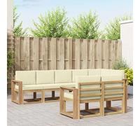 QUAHEAS Ensemble de canapés d'extérieur 8 pièces Blanc crème en Polyester modulable Design Moderne pour Jardin terrasse Salon séjour Confortable et résistant aux intempéries