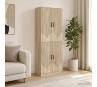 QUAHEAS Ensemble Meuble 2 pcs chêne Sonoma Bois d'ingénierie avec Armoire Murale et Cabinet modulable pour intérieur et extérieur Design Moderne