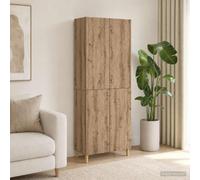 QUAHEAS Ensemble Meuble 2 pièces chêne Artisanal Bois d'ingénierie modulable Design Moderne intérieur extérieur Salon séjour avec Rangement tiroir étagère Placard Armoire Compact