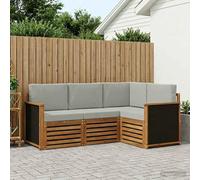 QUAHEAS Ensemble Meuble canapé 4 pcs en Bois d'acacia Massif avec Coussins Amovibles Design Moderne modulable pour Salon séjour extérieur Durable et Facile à Entretenir