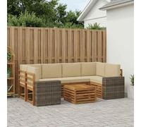 QUAHEAS Ensemble Meuble canapé d'extérieur 7 pcs en Bois d'acacia Massif Naturel Beige avec Coussins modulable Design Moderne pour Jardin terrasse Salon séjour Confortable et Durable