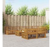 QUAHEAS Ensemble Meuble mobilier d'extérieur 9 pcs en Bois d'acacia Naturel avec Table, Design modulable, résistant aux intempéries, idéal pour Jardin terrasse séjour Salon