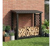 QUAHEAS Étagère à bûches anthracite en polypropylène robuste - 114 x 46 x 101 cm - Résistant aux intempéries - Peu encombrant - Pour jardin, terrasse - Design pratique et rangement efficace du bois