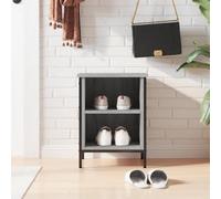 QUAHEAS Étagère à chaussures gris Sonoma en bois et acier revêtu par pulvérisation - 38 x 35 x 50 cm - Stable - Avec 2 compartiments - Peu encombrant - Pour couloir, couloir, vestiaire, comme banc et