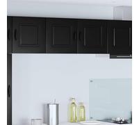 QUAHEAS Kalmar Armoire de cuisine en bois noir 80 x 31 x 40 cm avec beaucoup d'espace de rangement, 2 portes, 2 étagères, autonome, polyvalente comme armoire d'appoint, garde-manger, buffet, idéal