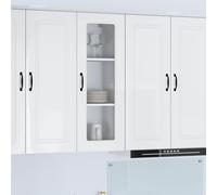 QUAHEAS Kalmar Façade de lave-vaisselle en bois blanc brillant 40 x 31 x 100 cm avec espace de rangement, autonome, polyvalent comme armoire de cuisine, armoire d'appoint, armoire basse, buffet et