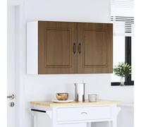 QUAHEAS Kalmar Lot de 2 armoires suspendues de cuisine, aspect chêne marron, 50 x 31 x 60 cm, espace de rangement, armoire murale, armoire de cuisine, armoire multi-usages pour salle à manger et