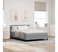 QUAHEAS Lit à Ressorts avec Matelas Gris Clair 140 x 200 cm, Cadre en Bois d'ingénierie, Design Moderne, tête Ajustable, Structure Plateforme, idéal pour Chambre Adulte ou Enfant, Facile à Assembler