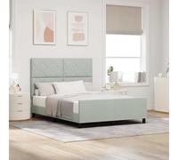 QUAHEAS Lit à Ressorts avec tête de lit Gris Clair en Velours Premium 140 x 190 cm Cadre Bois Massif Support Robuste pour Chambre Adulte Enfant avec sommier Plateforme et Rangement tiroir