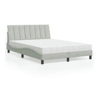 QUAHEAS Lit avec Cadre en Velours Gris Clair 140x190 cm Support de Matelas Structure Plateforme Mezzanine avec tête et Pied capitonnés idéal Chambre Adulte Enfant ado Studio