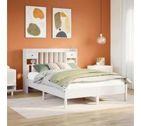 QUAHEAS Lit bibliothèque Blanc en Bois de pin Massif 135x190 cm avec sommier à Lattes, Cadre Plateforme avec tiroirs de Rangement, idéal Chambre Adulte Enfant ado, optimisé pour Matelas Standard